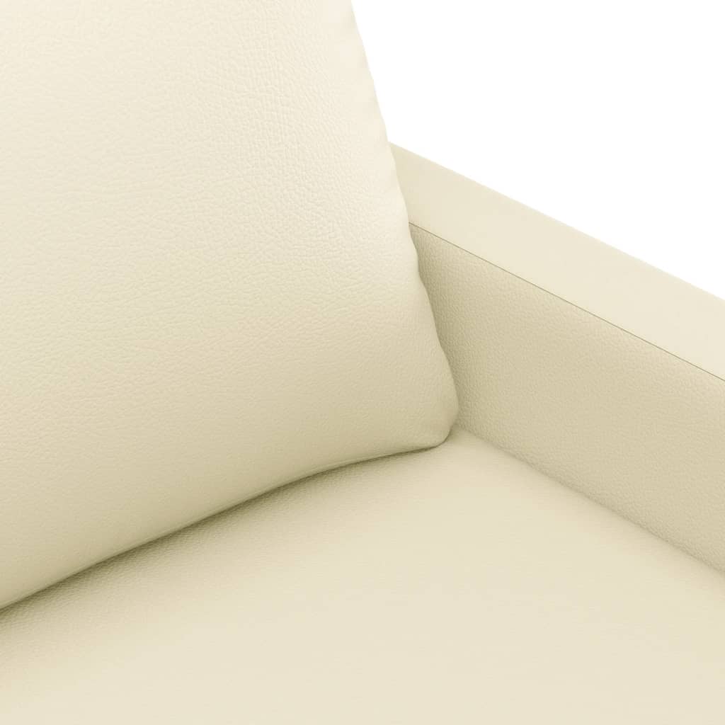 Sofá de 2 lugares 140 cm couro artificial cor creme