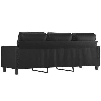 Sofá de 3 lugares 180 cm couro artificial preto