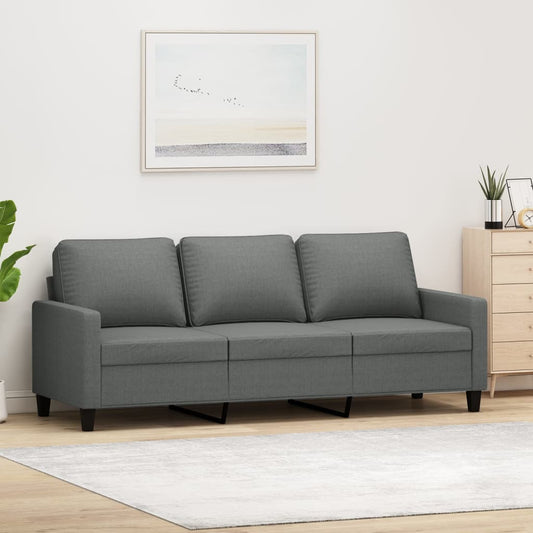 3-seater sofa 180 cm dark grey fabric