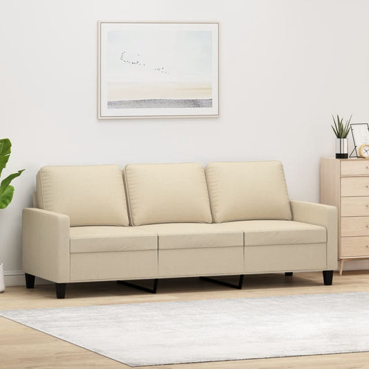 3-seater sofa in cream-colored fabric, 180 cm