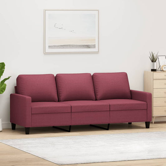 3-seater sofa in 180 cm red fabric