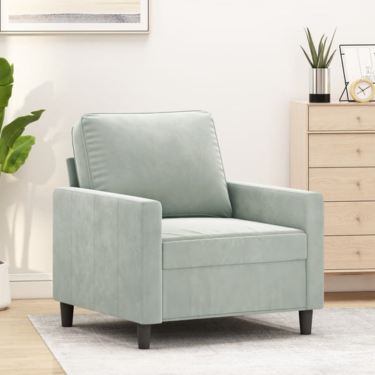 60 cm light grey velvet armchair