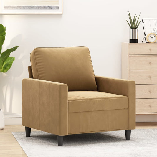 60 cm brown velvet armchair