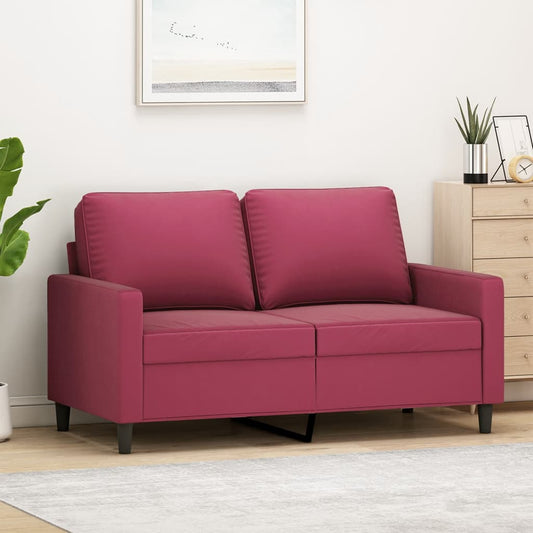 2-seater velvet sofa 120 cm red