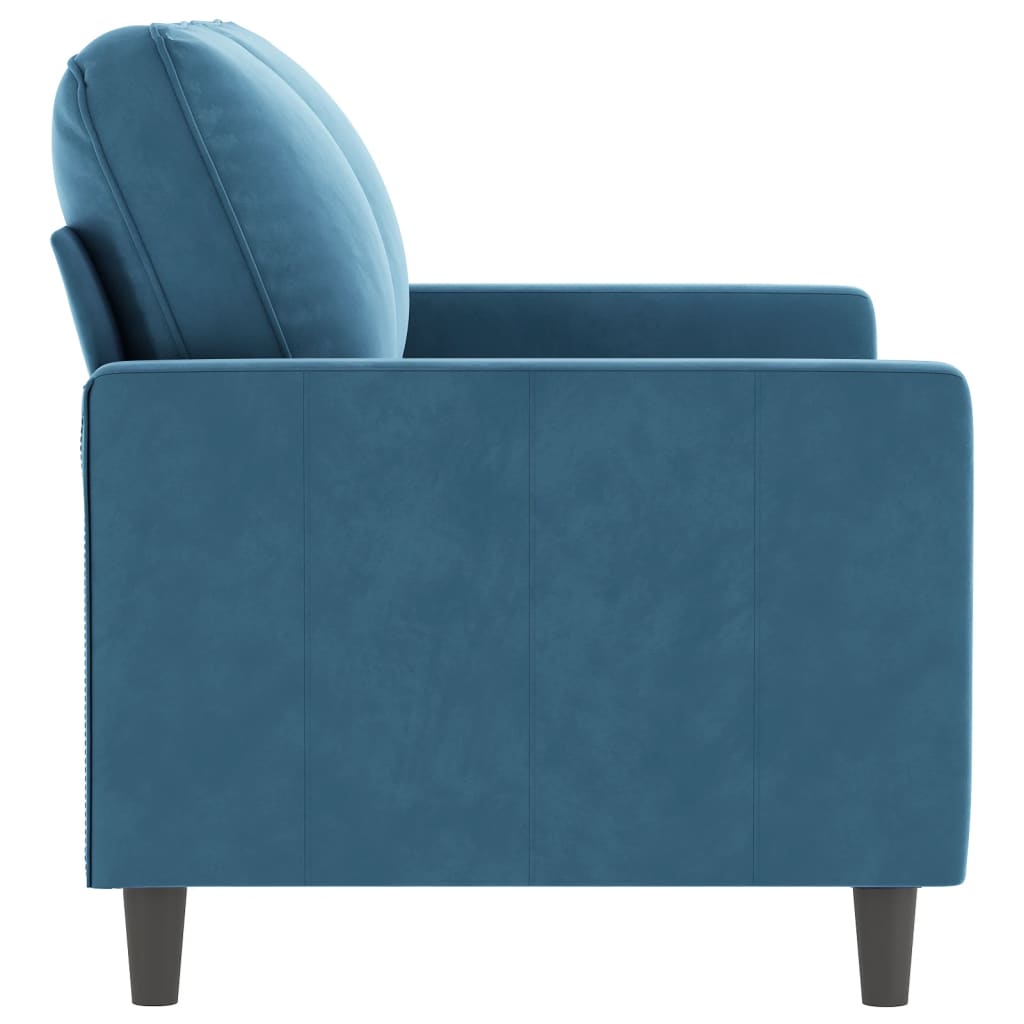 Sofá de 2 lugares veludo 120 cm azul