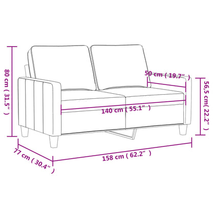 Sofá de 2 lugares 140 cm veludo cinza-escuro