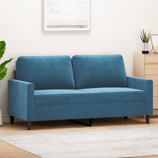 2-seater velvet sofa 140 cm blue
