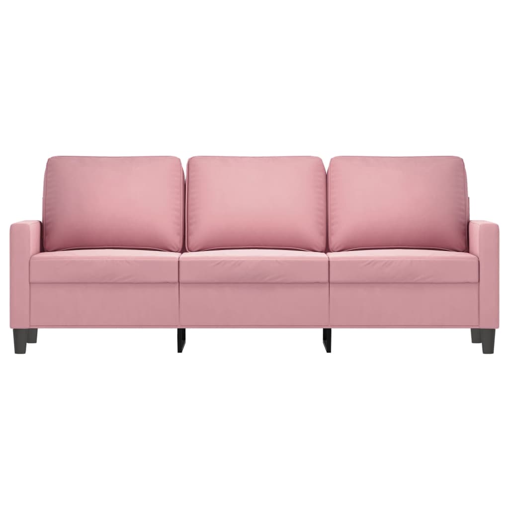 Sofá de 3 lugares 180 cm veludo rosa