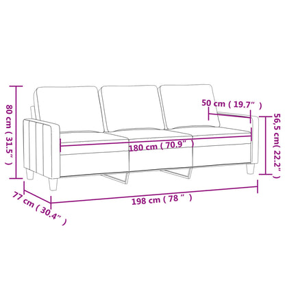 Sofá de 3 lugares 180 cm veludo rosa