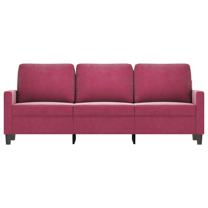 3-seater velvet sofa 180 cm red