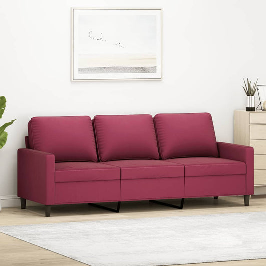 3-seater velvet sofa 180 cm red