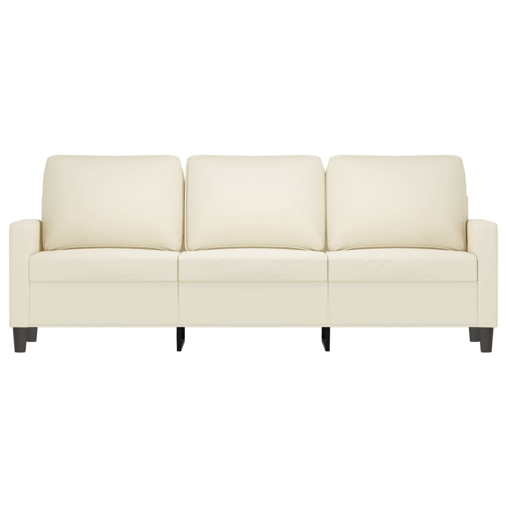 Sofá de 3 lugares 180 cm veludo cor creme