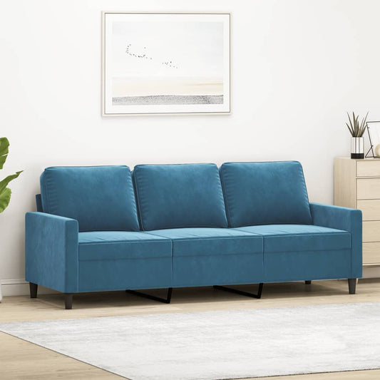 3-seater sofa 180 cm blue velvet