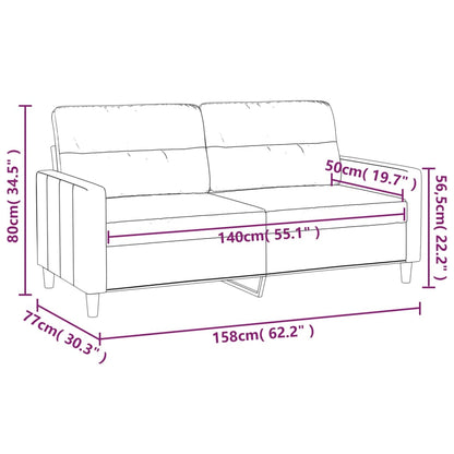 2-seater sofa in 140 cm grey-brown fabric