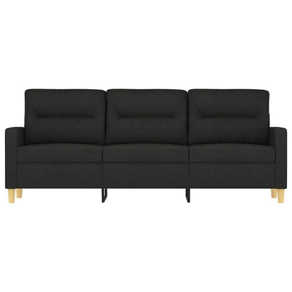3-seater sofa in black fabric 180 cm