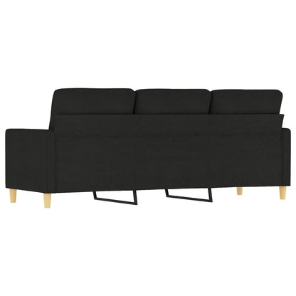 3-seater sofa in black fabric 180 cm