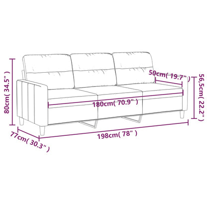 3-seater sofa in black fabric 180 cm