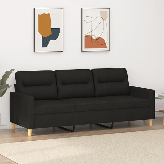 3-seater sofa in black fabric 180 cm