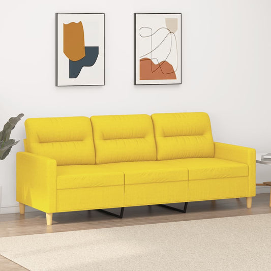 3-seater sofa 180 cm light yellow fabric