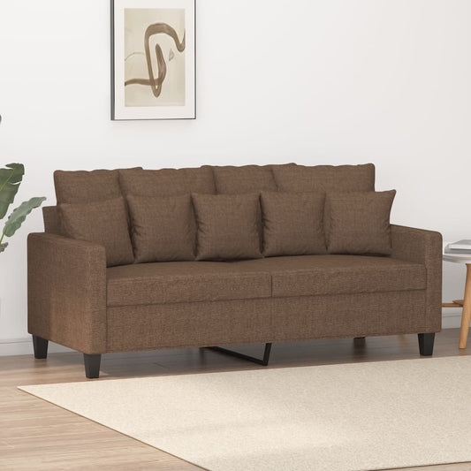 2-seater sofa in brown fabric 140 cm