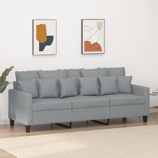 3-seater sofa 180 cm light grey fabric