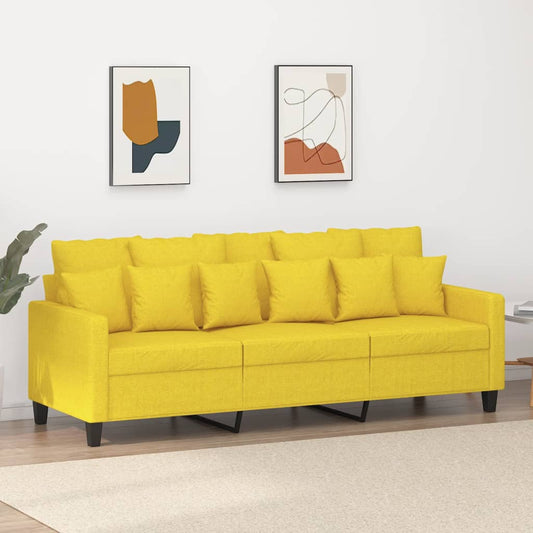 3-seater sofa 180 cm light yellow fabric