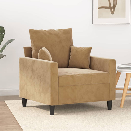 60 cm brown velvet armchair