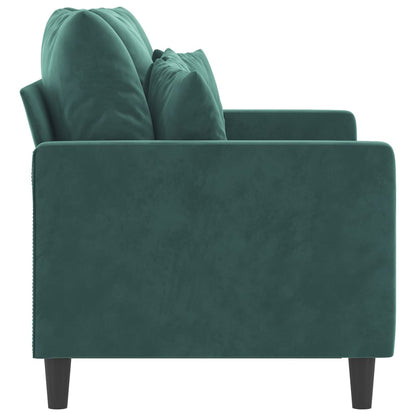 Sofá de 2 lugares 120 cm veludo verde-escuro