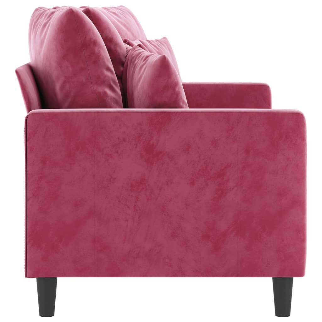 Sofá de 2 lugares veludo 140 cm vermelho tinto