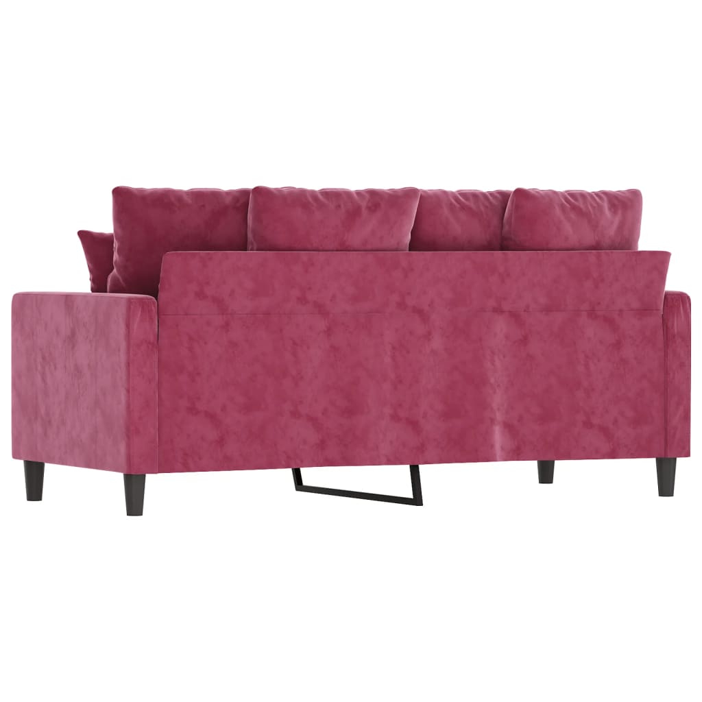 Sofá de 2 lugares veludo 140 cm vermelho tinto