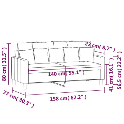 Sofá de 2 lugares veludo 140 cm vermelho tinto
