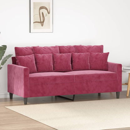 Sofá de 2 lugares veludo 140 cm vermelho tinto
