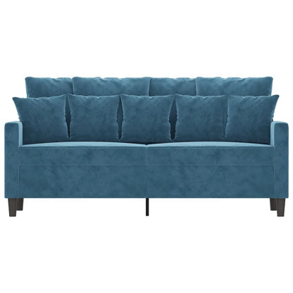 2-seater velvet sofa 140 cm blue