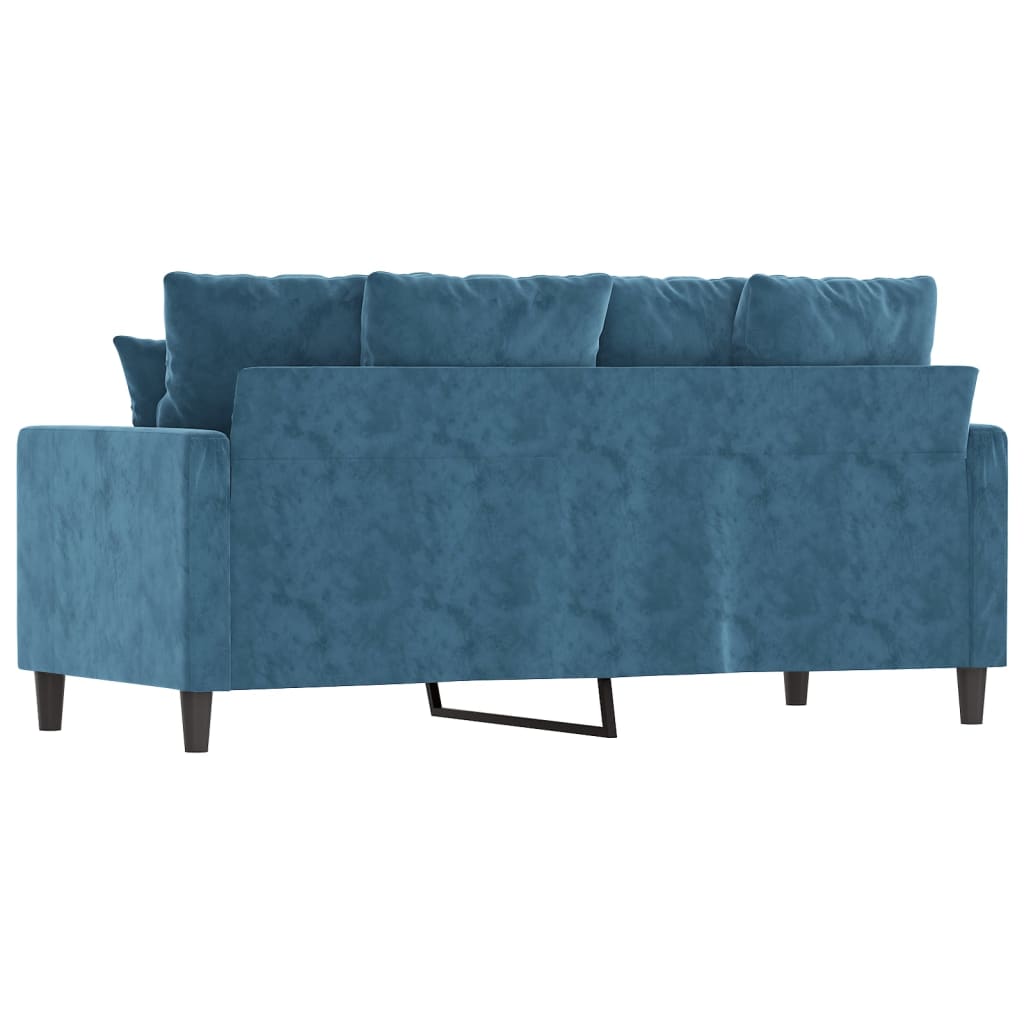 2-seater velvet sofa 140 cm blue
