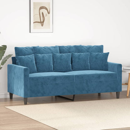 2-seater velvet sofa 140 cm blue