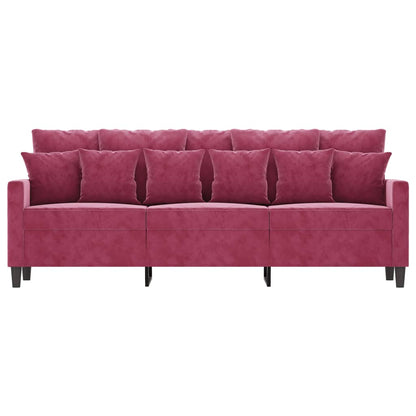 3-seater velvet sofa 180 cm red