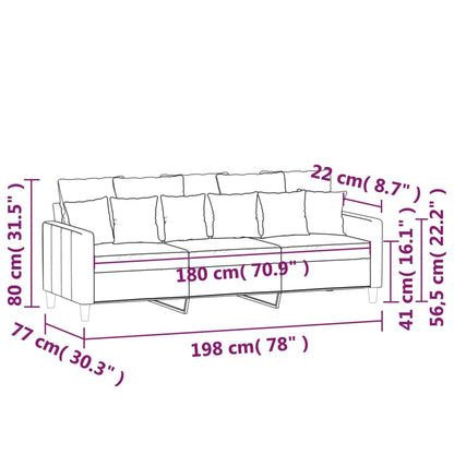 3-seater velvet sofa 180 cm red