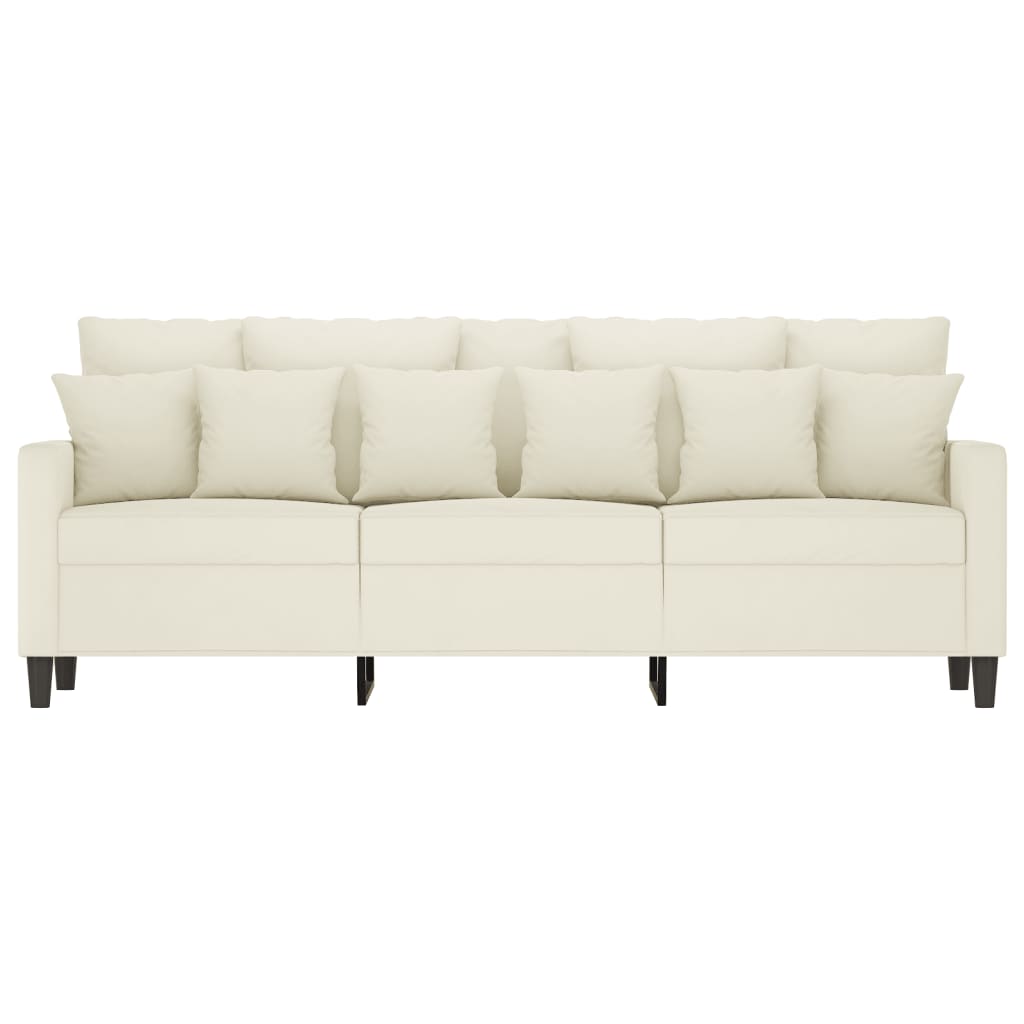 Sofá de 3 lugares 180 cm veludo cor creme