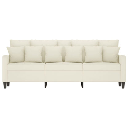 Sofá de 3 lugares 180 cm veludo cor creme