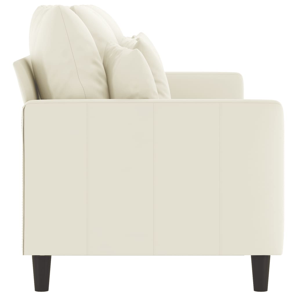 Sofá de 3 lugares 180 cm veludo cor creme