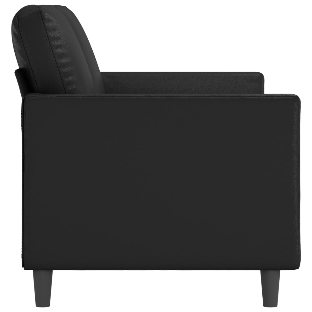 2-seater sofa 140 cm black faux leather