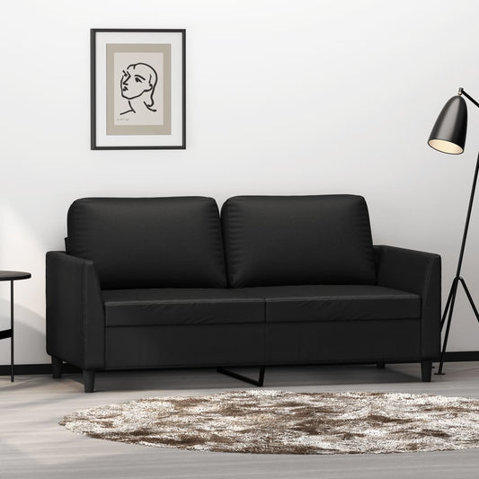 2-seater sofa 140 cm black faux leather