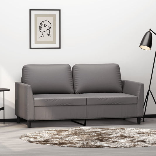 Sofá de 2 lugares 140 cm couro artificial cinza