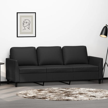 3-seater sofa 180 cm black faux leather