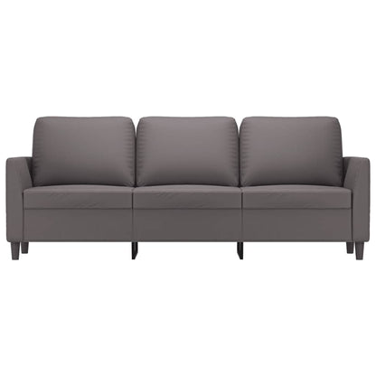Sofá de 3 lugares 180 cm couro artificial cinza