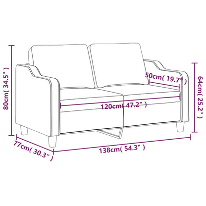 2-seater sofa in 140 cm grey-brown fabric