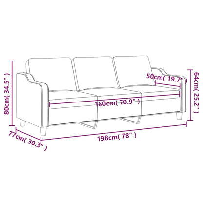3-seater sofa in brown fabric 180 cm