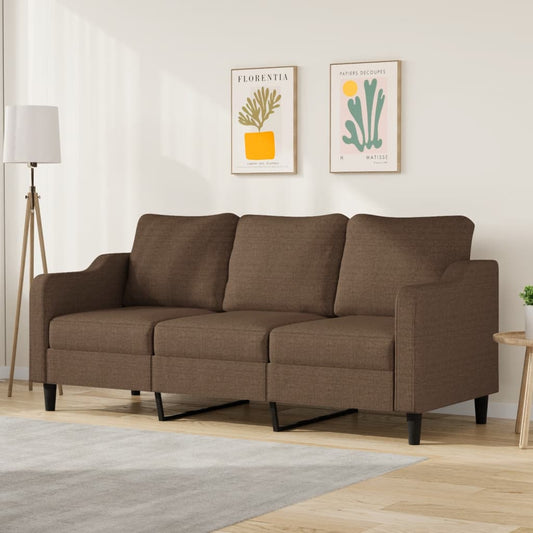 3-seater sofa in brown fabric 180 cm