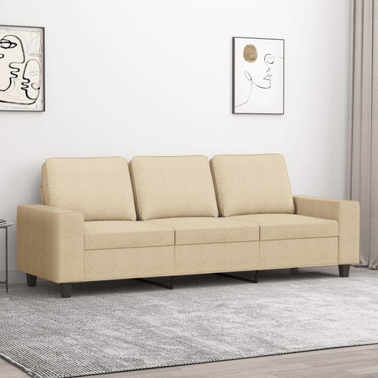 Sofá de 3 lugares tecido 180 cm cor creme