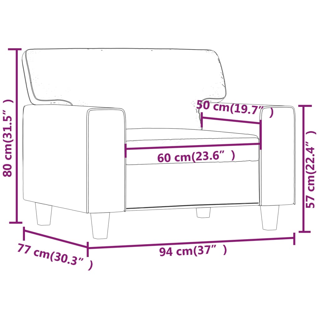 Poltrona couro artificial 60 cm preto